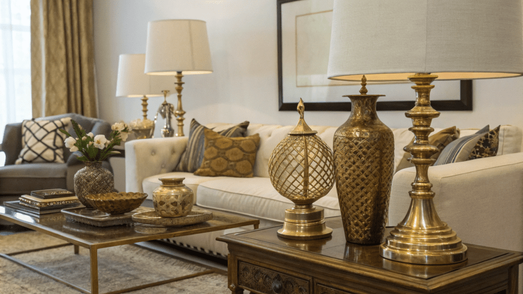 brass decor styling ideas for living rooms