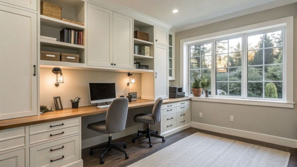 home office remodel ideas with built in desks
