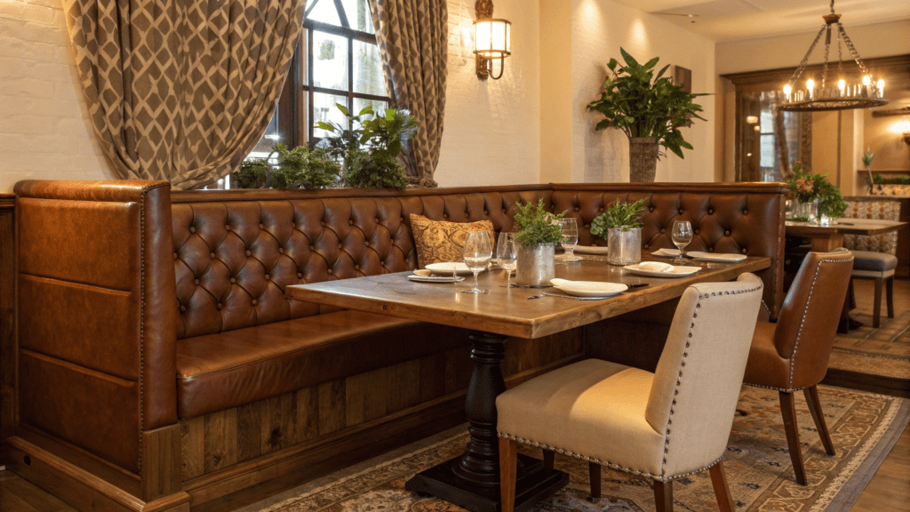 leather banquette ideas for dining nooks and kitch 1