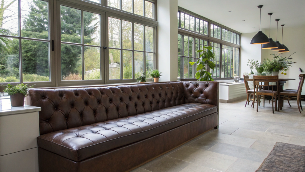 leather banquette ideas for open plan homes