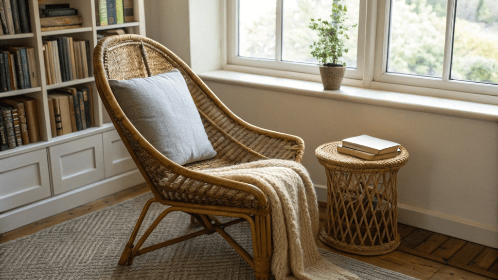 rattan accent chair ideas for reading corners