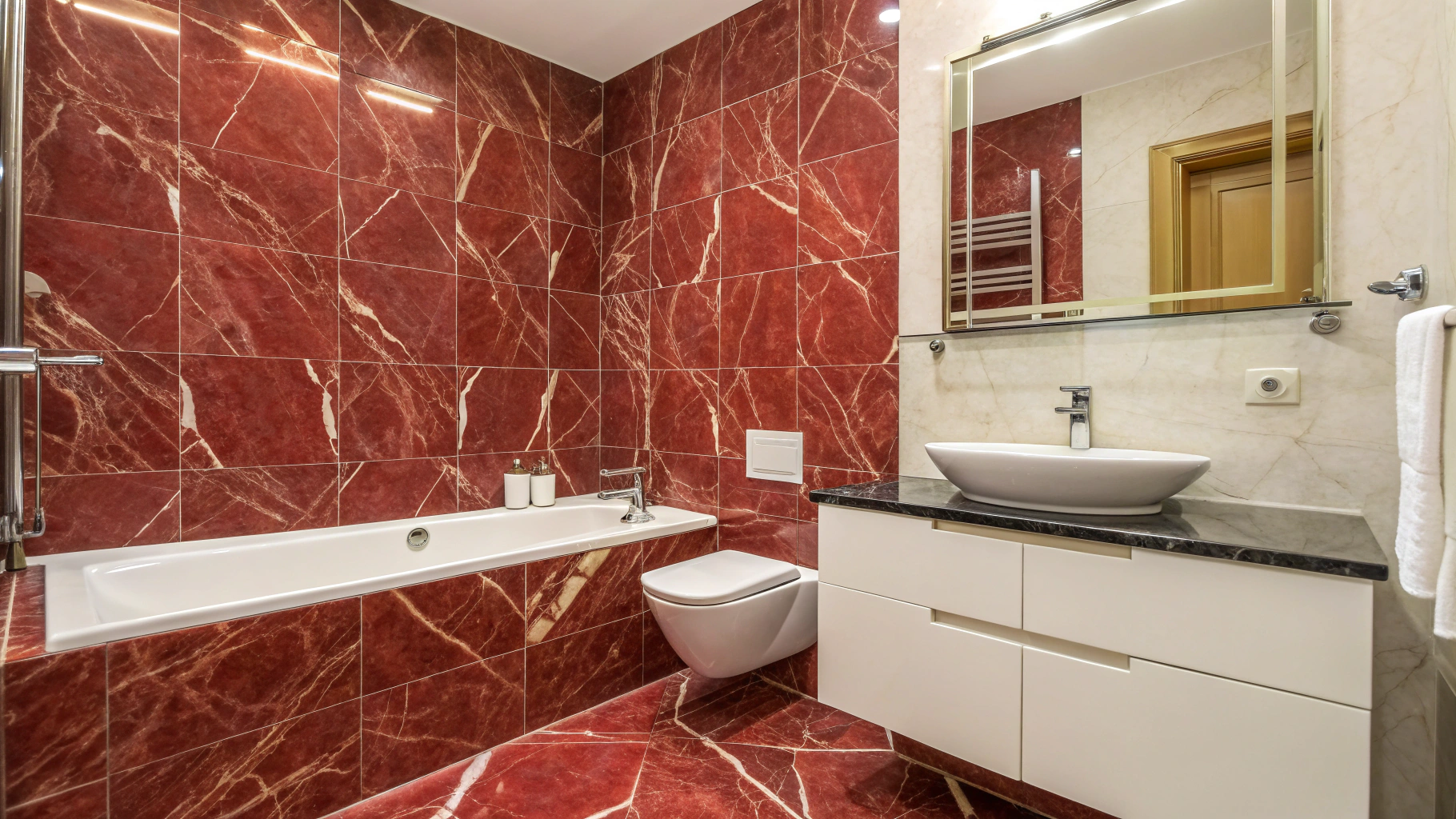 14+ Red Marble Bathroom Design Ideas for Small Spaces