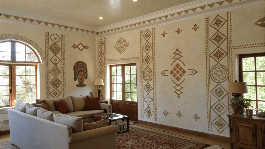 style ethiopian art on living room walls without o