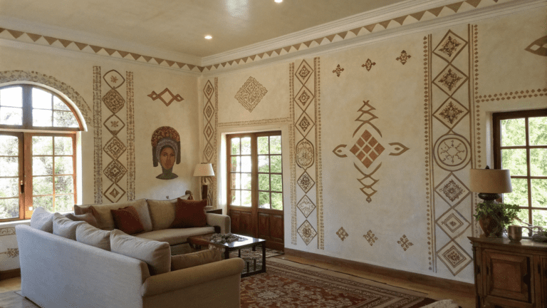 style ethiopian art on living room walls without o
