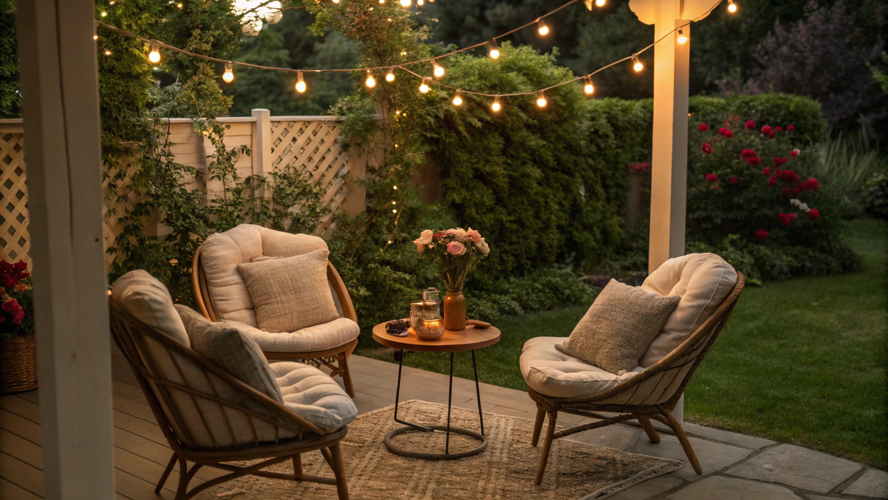 13+ Cozy Outdoor Corner Styling Ideas with Fairy Lights