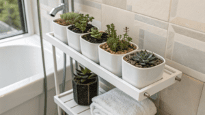 18+ Stylish Bathroom Shelf Plant Ideas for Compact Spaces