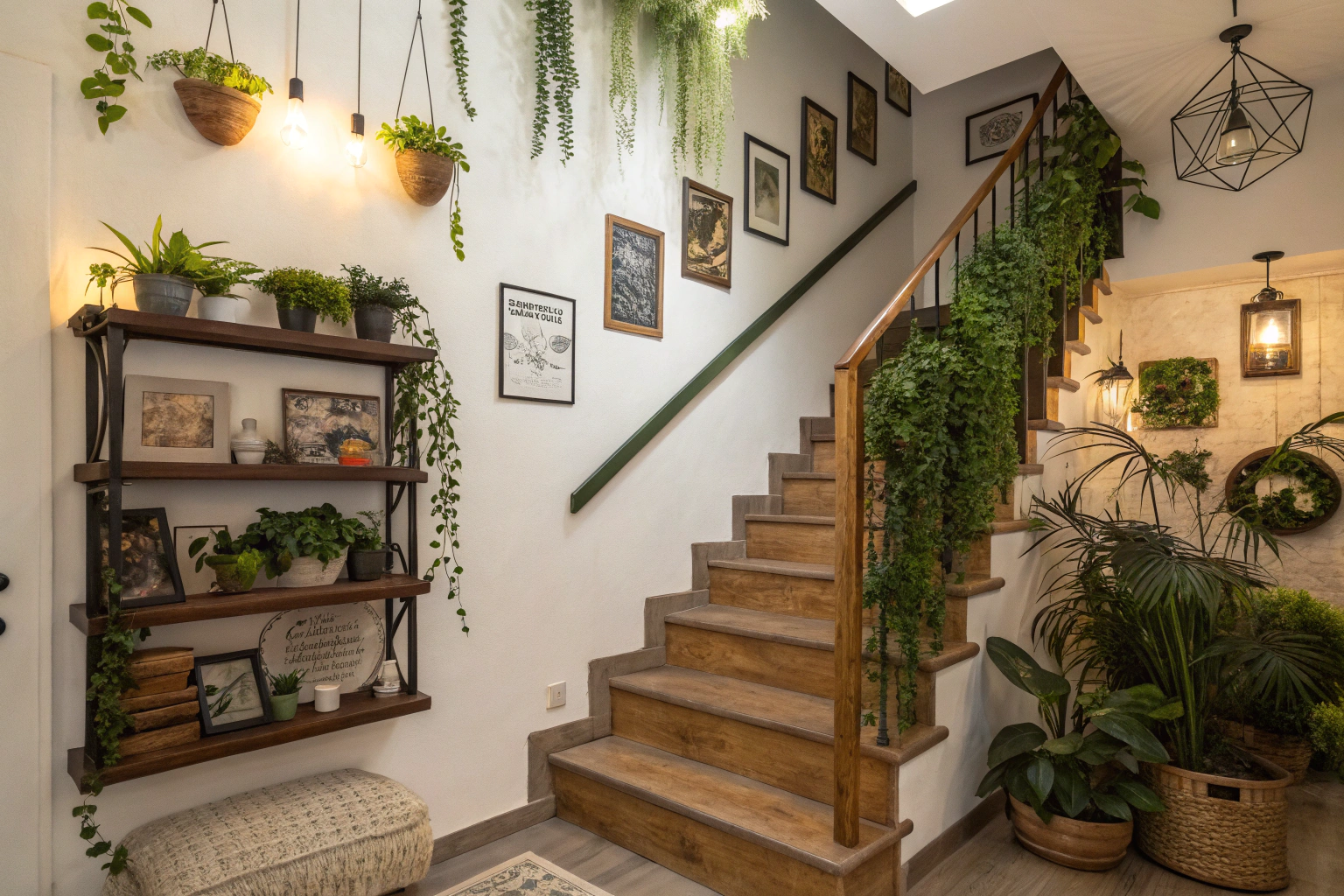 How to Decorate a Staircase Landing That’s Too Small for Furniture