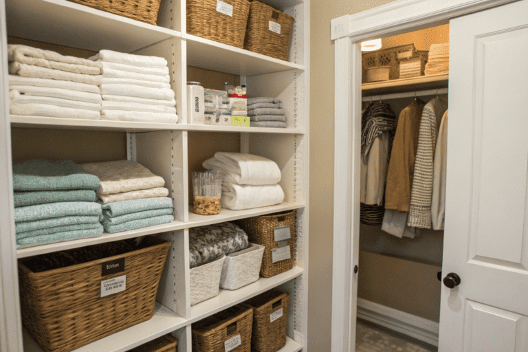 how to organize a linen closet so it doesn t fall