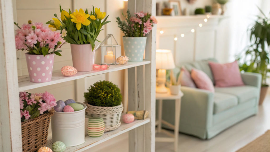spring built in shelf decor ideas