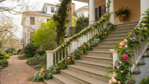 12+ Spring Staircase Decor Ideas with Garlands & Florals