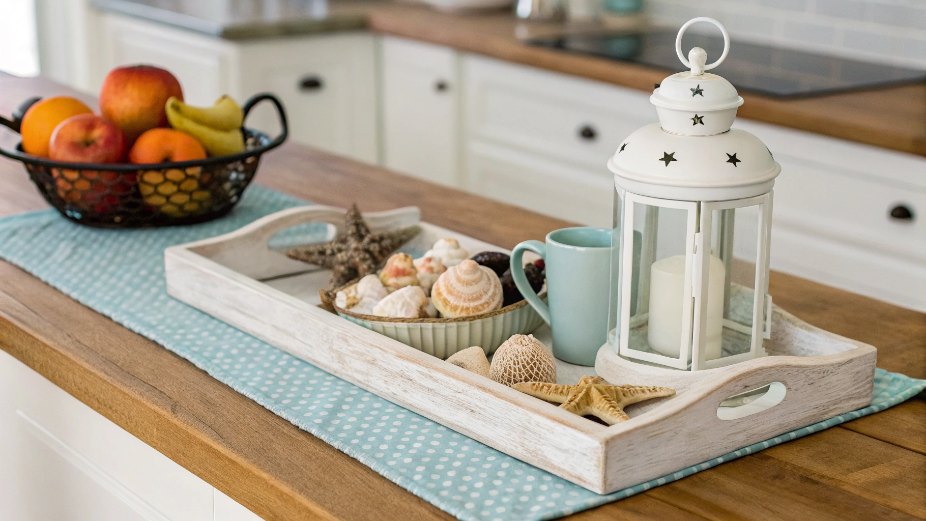 11 Coastal Kitchen Counter Tray Styling Ideas