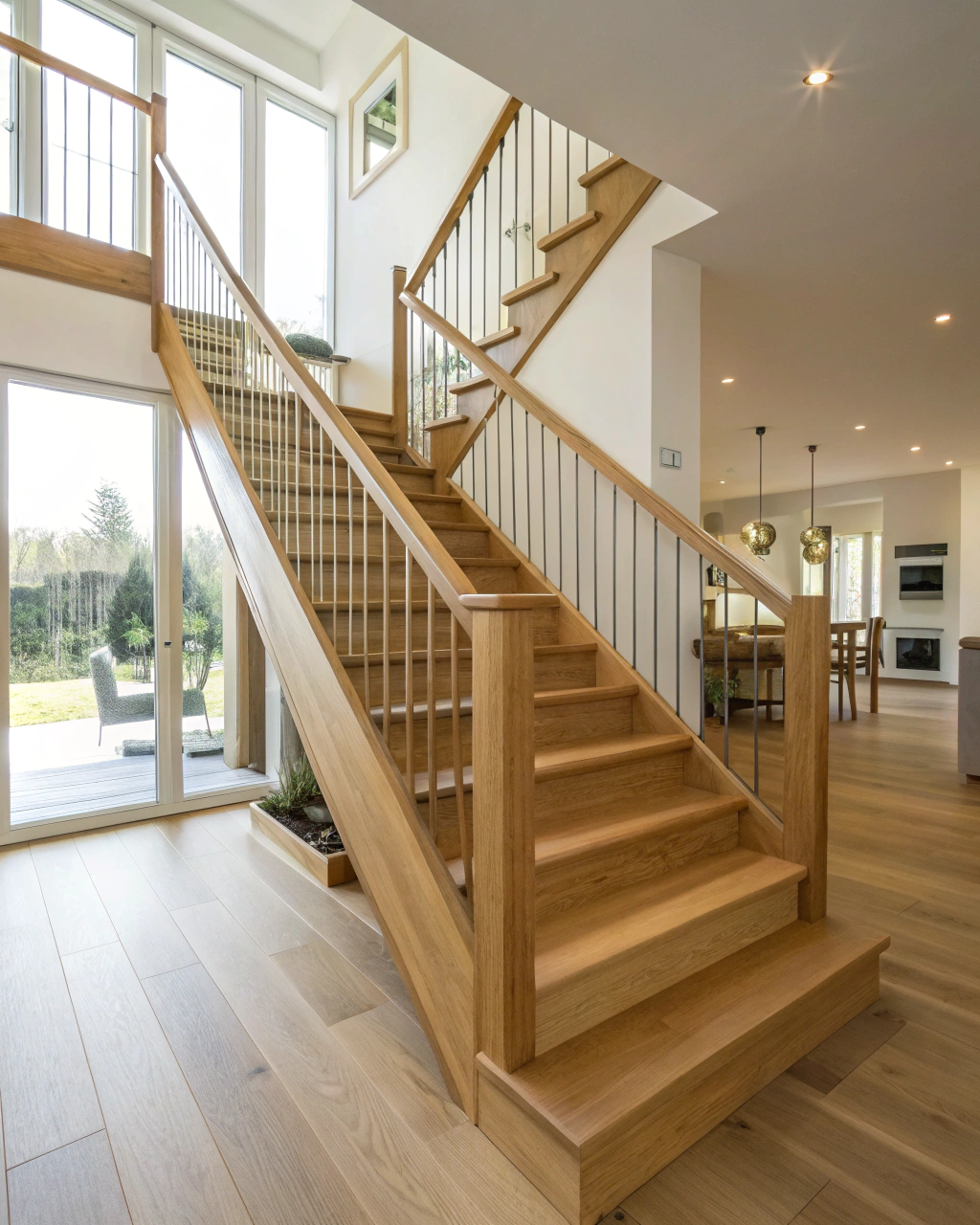 modern wooden staircase designs light oak minimal