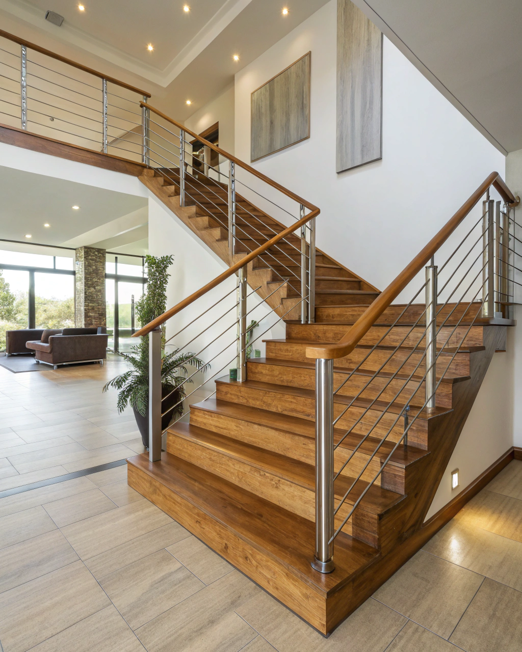 modern wooden staircase designs wood and metal hyb