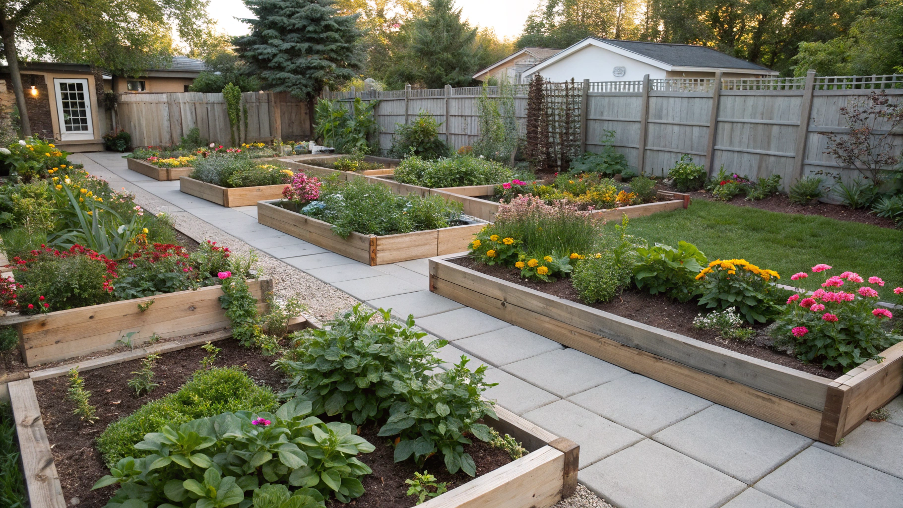 backyard garden bed layout ideas
