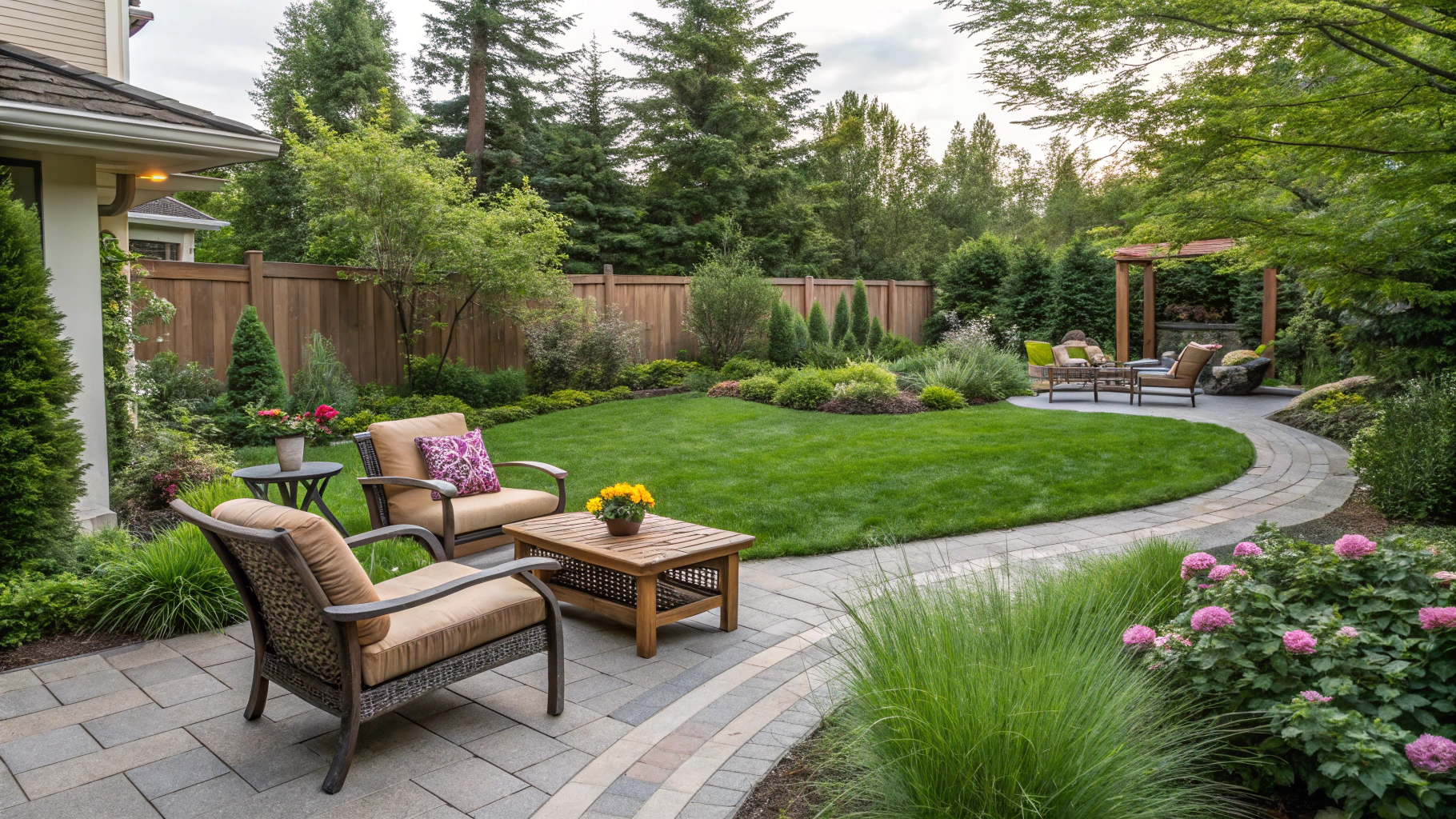 backyard landscaping ideas with seating