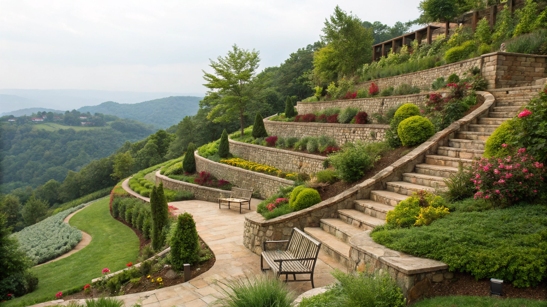 hillside landscaping ideas with terraces