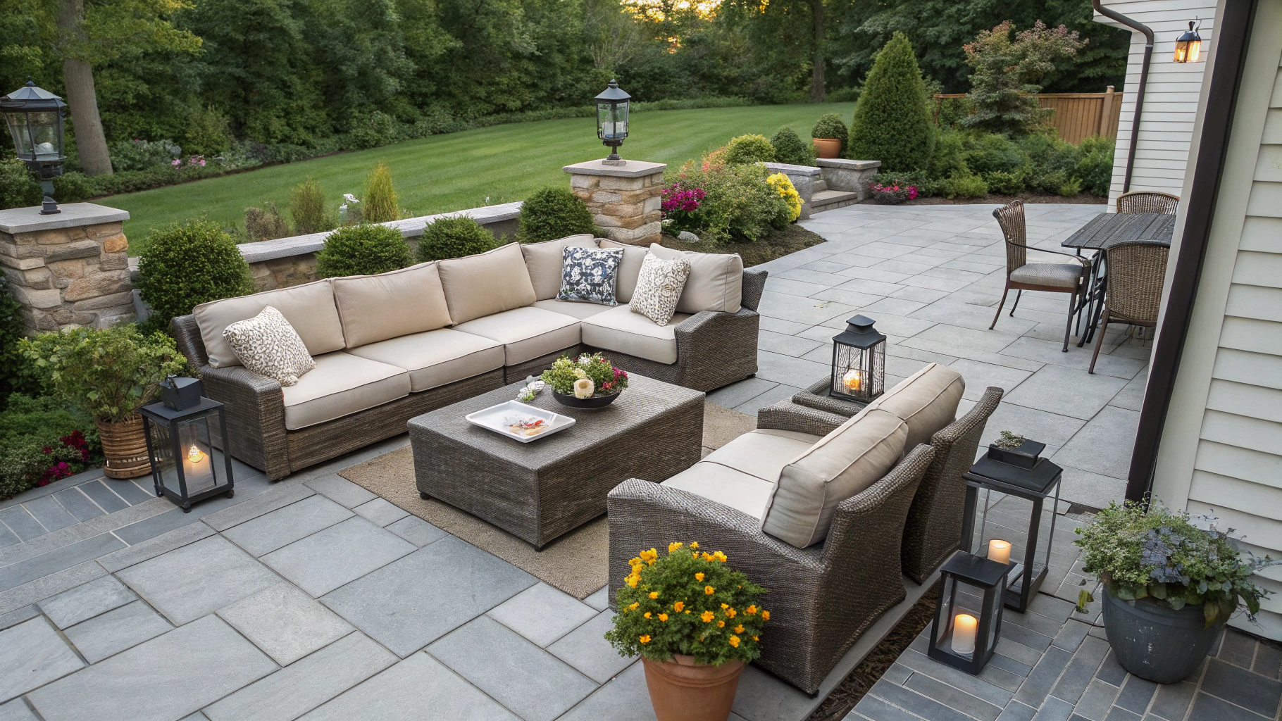 l shaped patio ideas for corners
