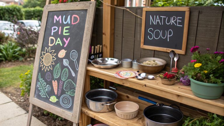 mud kitchen chalkboard