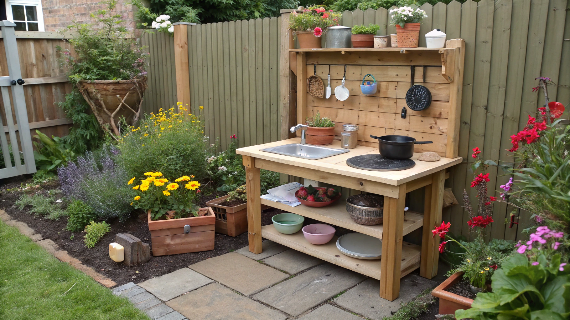 mud kitchen ideas for small gardens