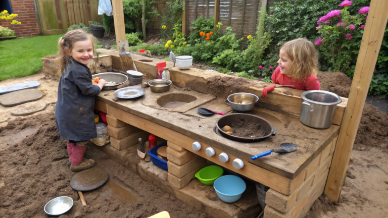 mud kitchen ideas with pots and pans
