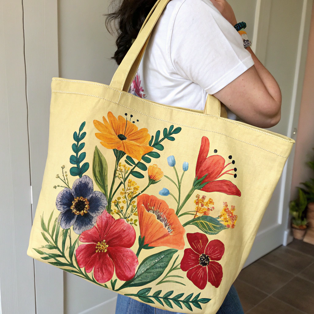 painted tote bag