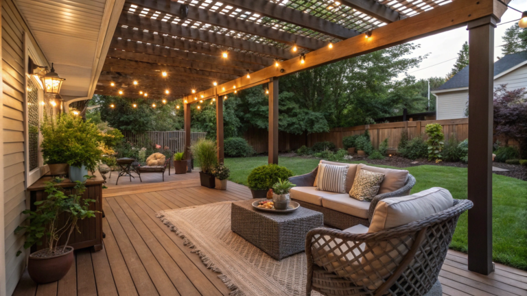 pergola outdoor living room ideas
