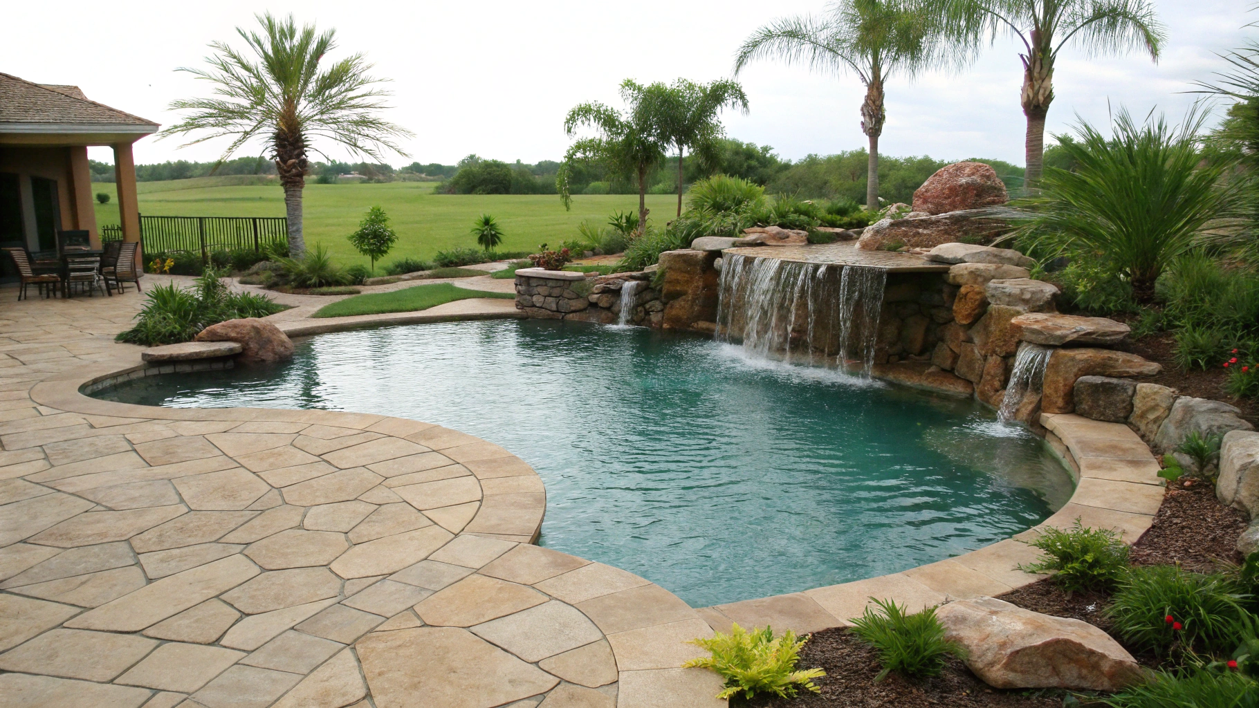pool waterfall ideas for backyards