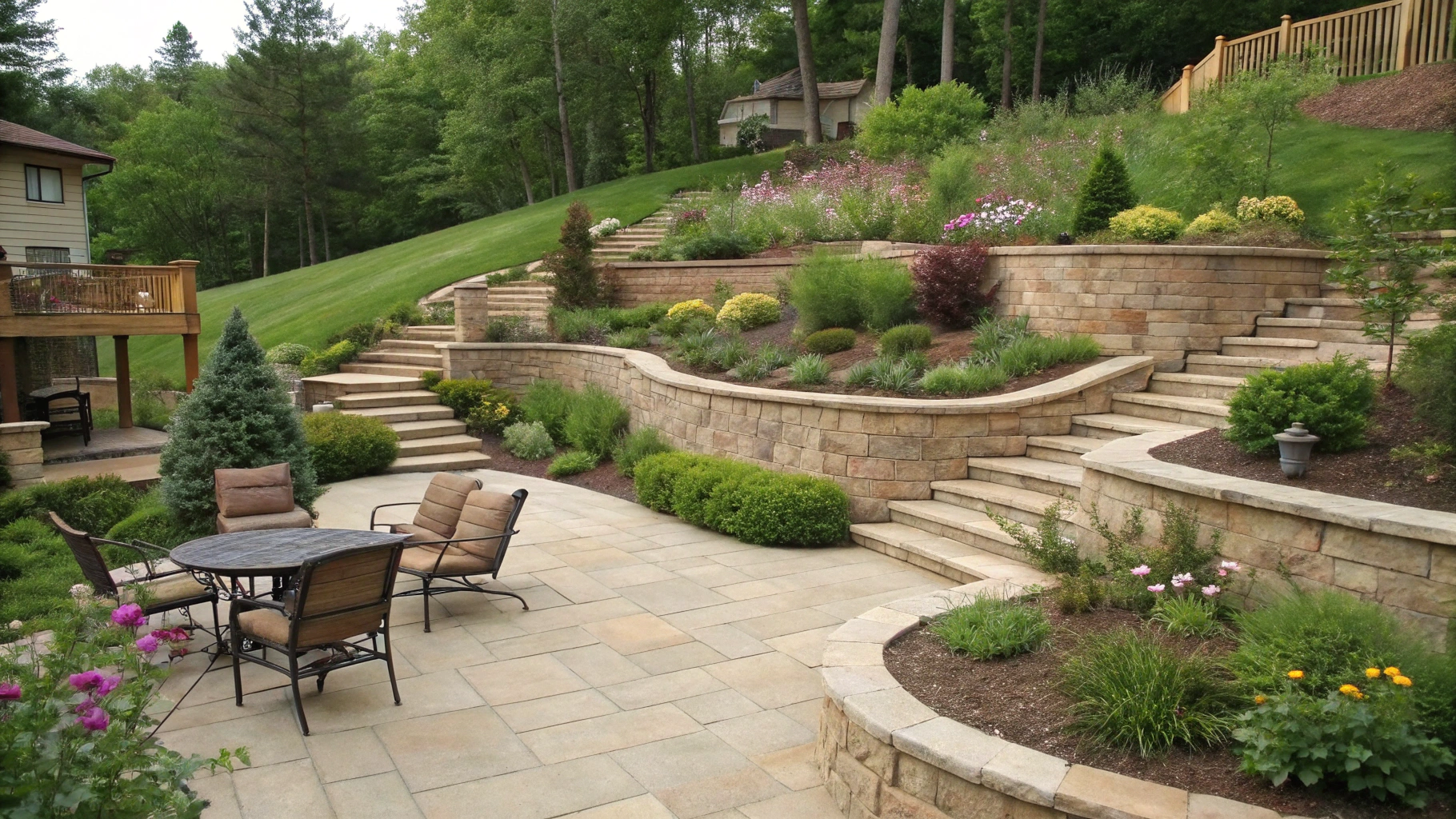 sloped backyard landscaping ideas