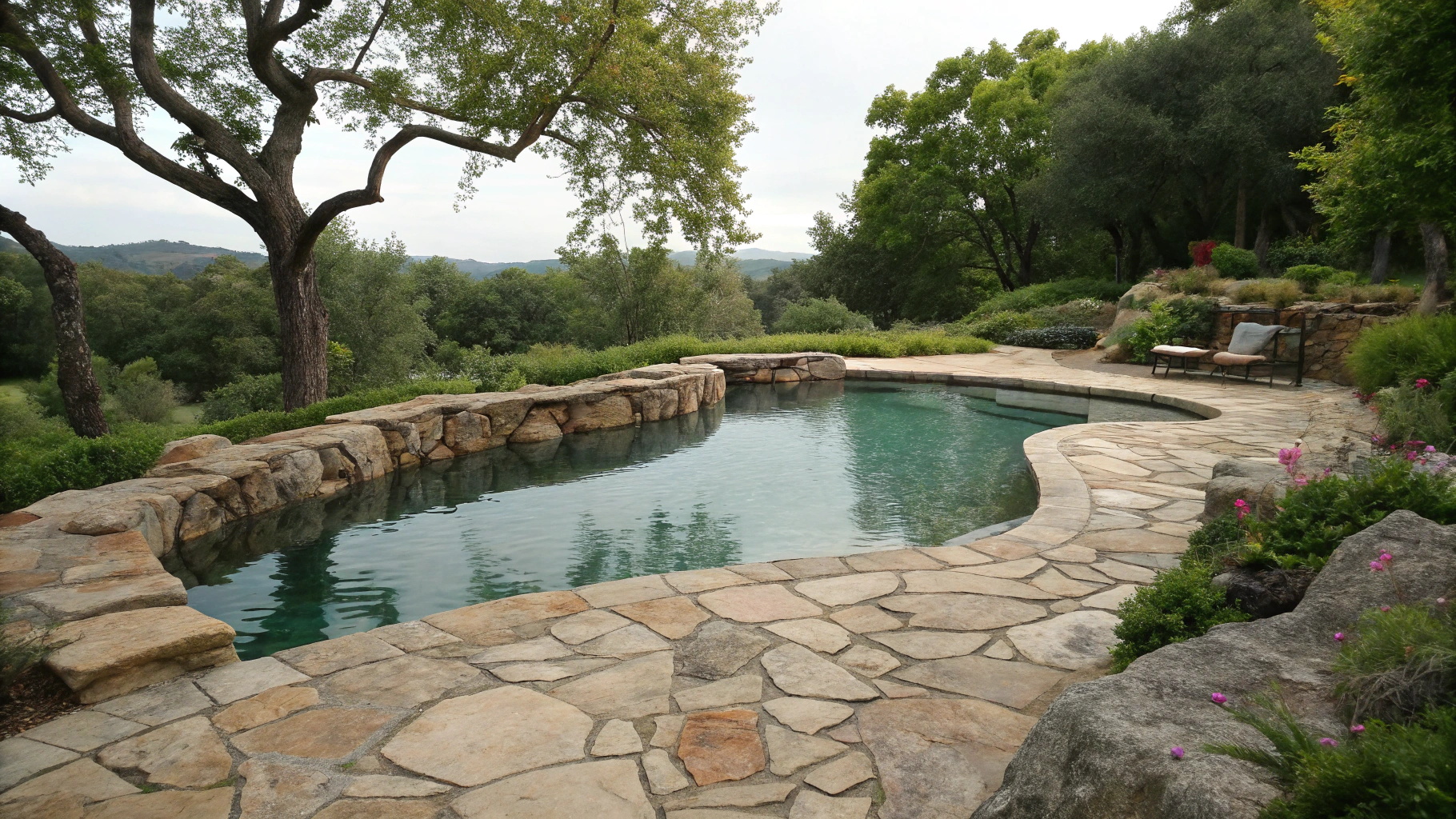 natural stone pool surround ideas