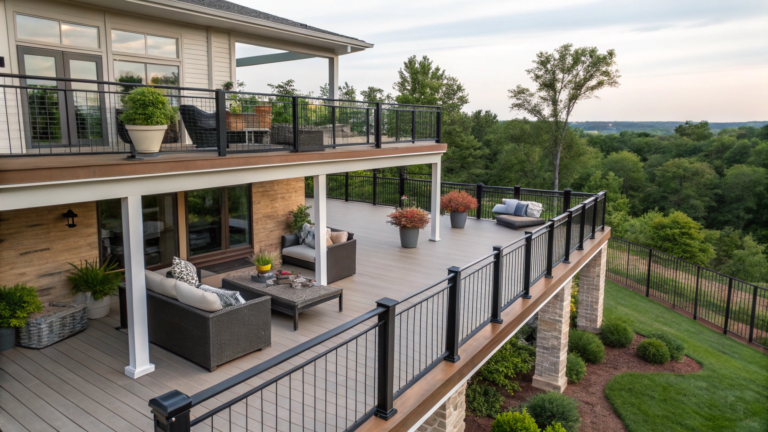 elevated patio ideas with railings
