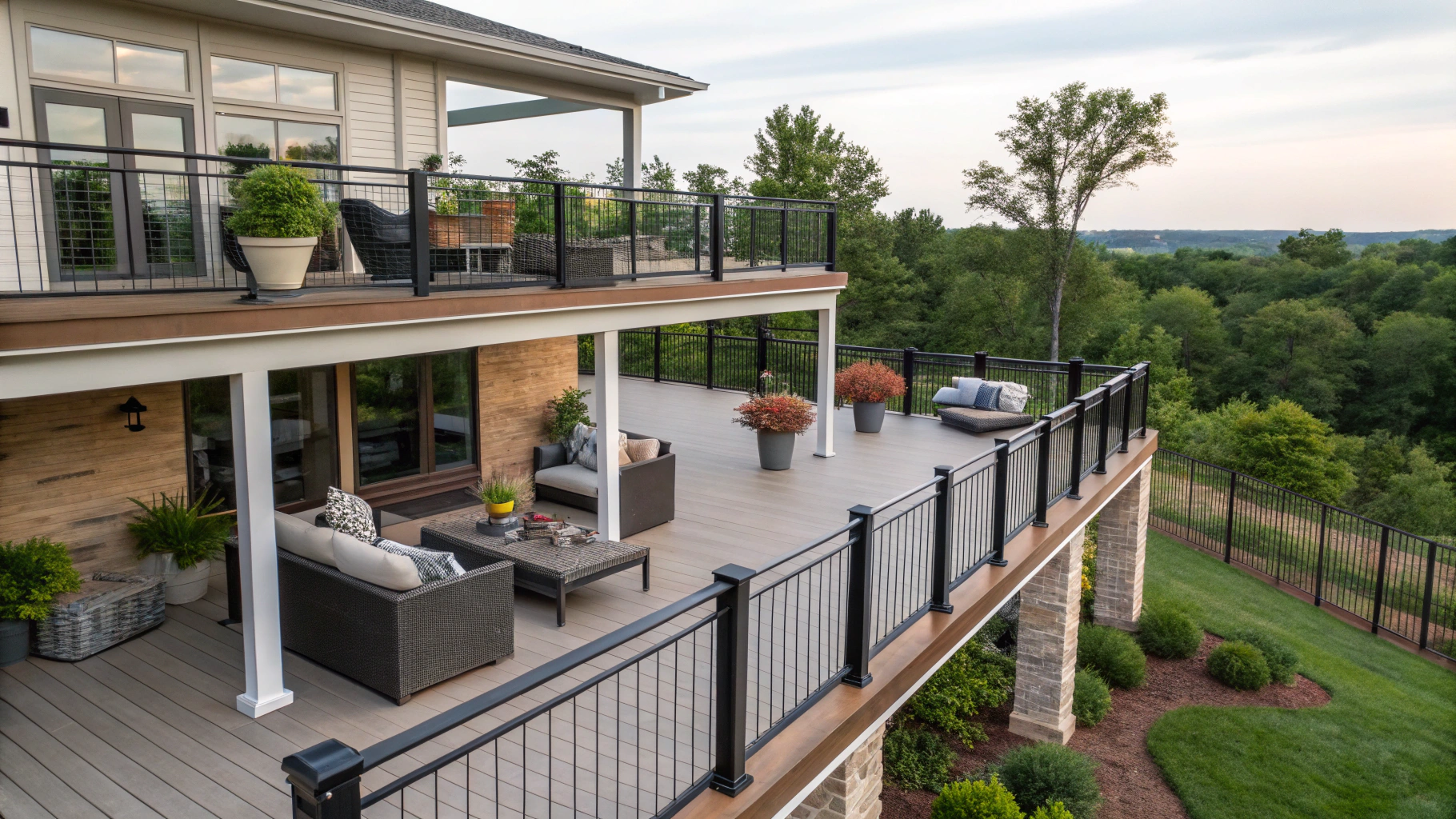 elevated patio ideas with railings
