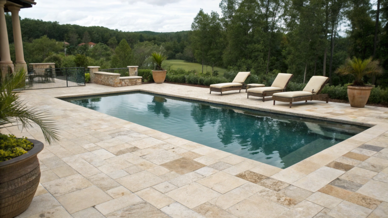 travertine pool deck ideas