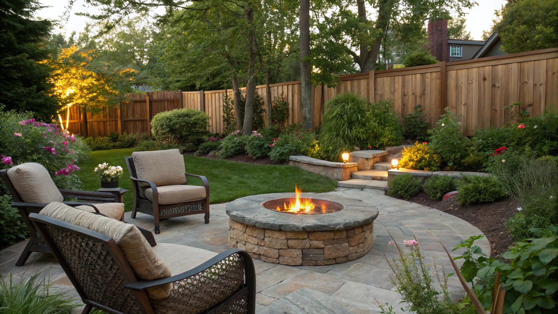 backyard garden fire pit ideas