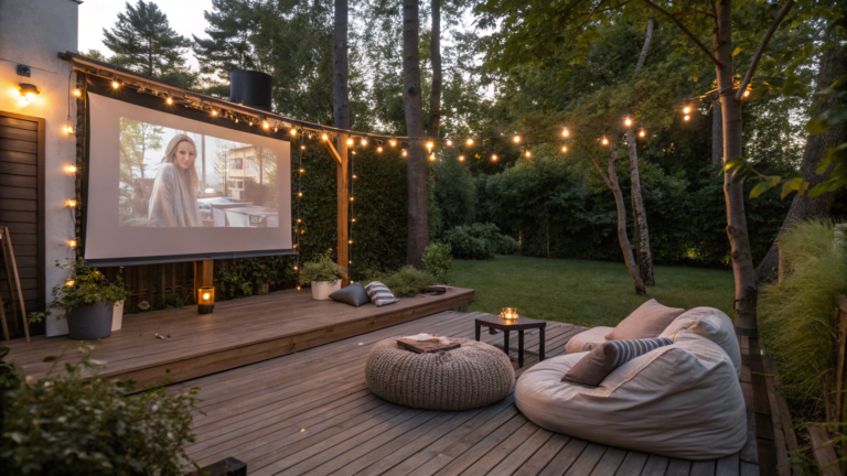 outdoor movie and living space ideas