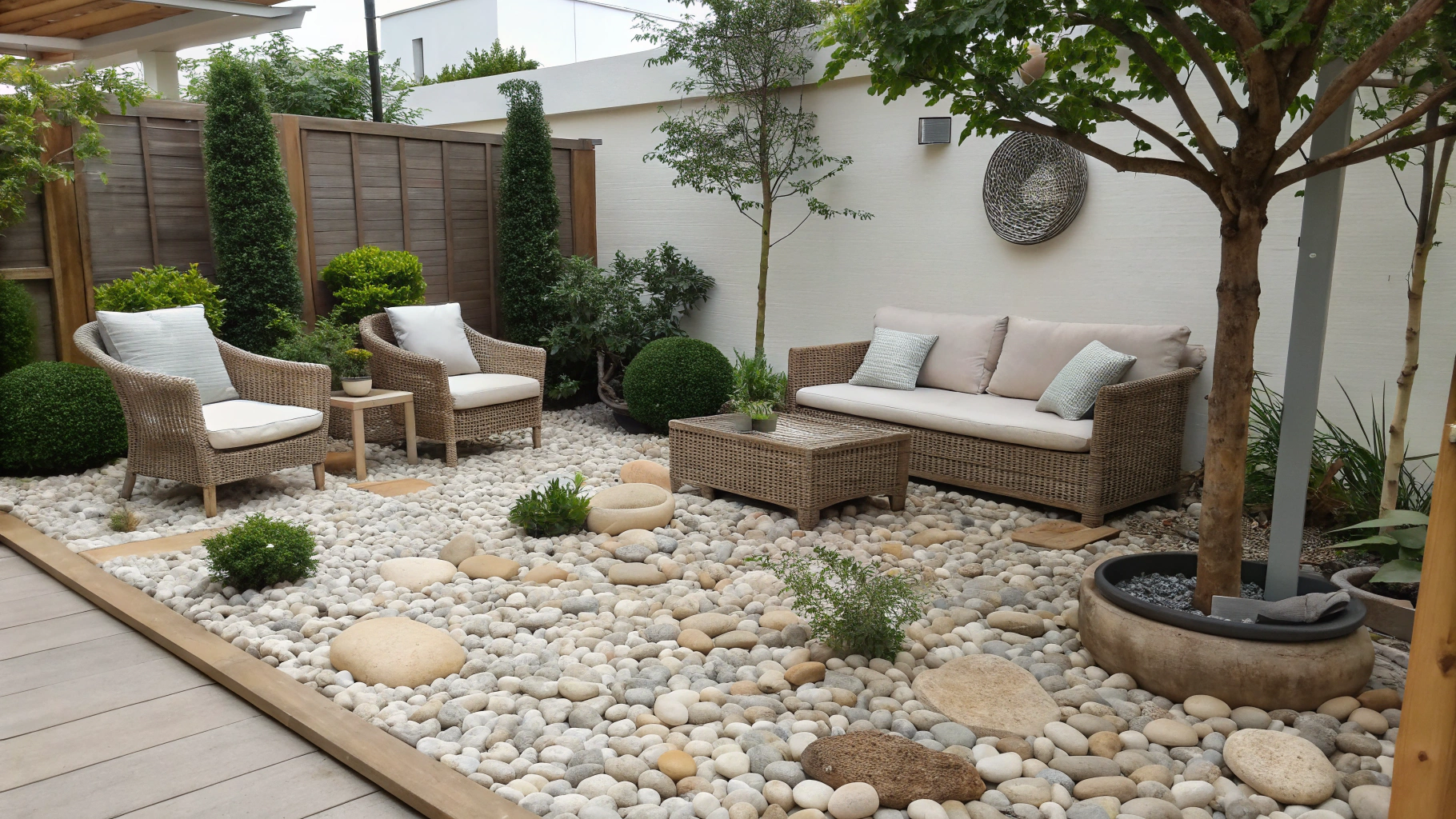 pebble garden living area ideas