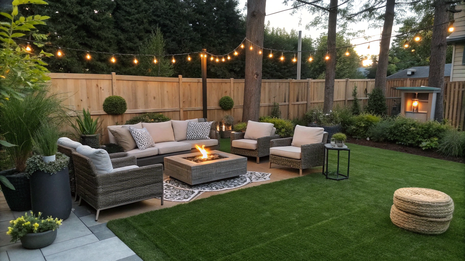 turf outdoor living room ideas